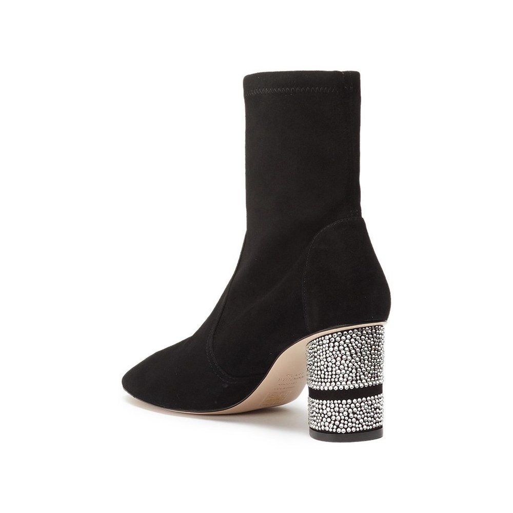 Stuart Weitzman 'Flash' Strass Heel Suede Bootie
